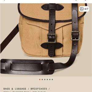 Filson Rugged Twill Field Bag - Tan and Brown Leather